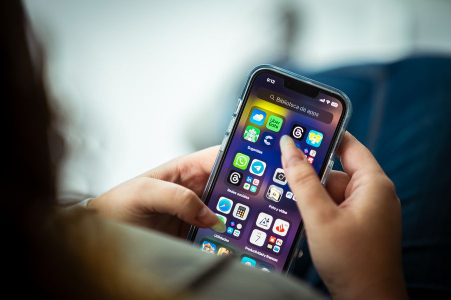 A person using an app on their phone